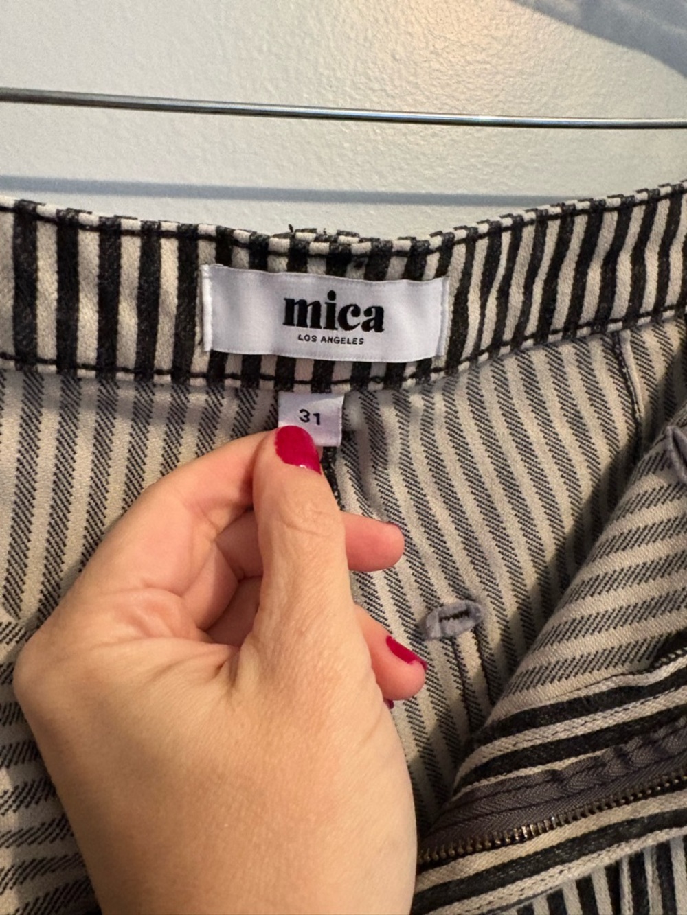 Mica Denim Size 31 Straight Leg Striped Breck Black Gray Jeans Super High Rise - Picture 2 of 16